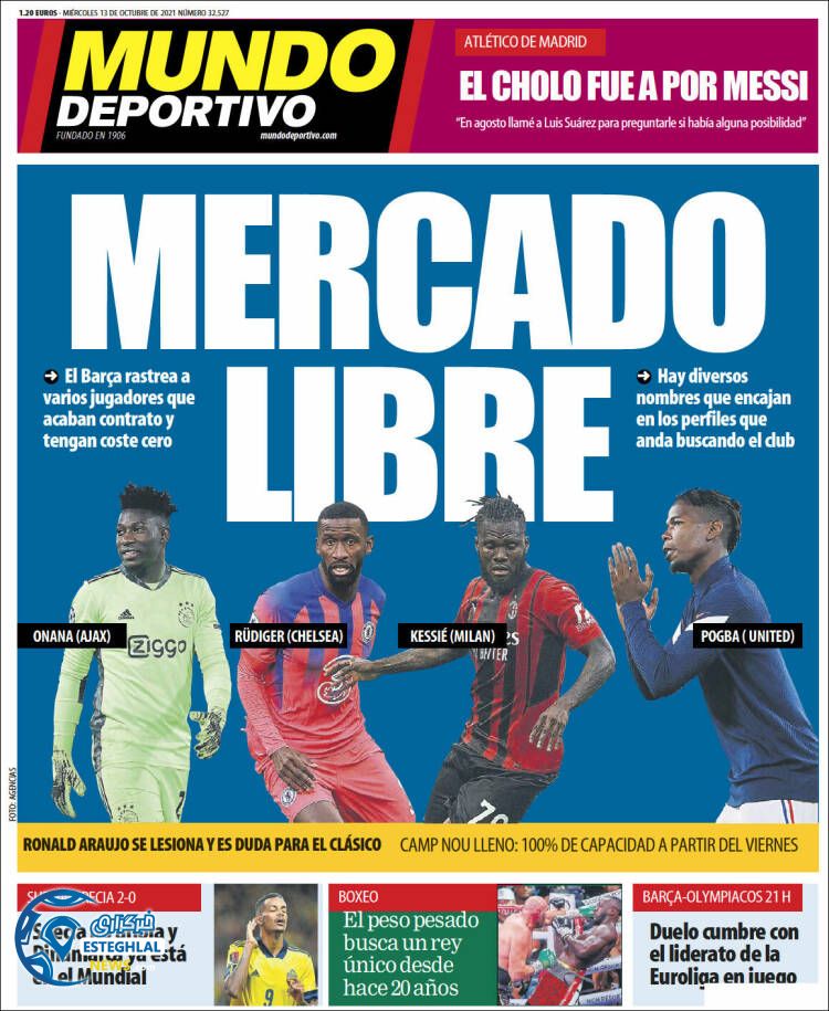 روزنامه ورزشی موندو دپورتیوو چهارشنبه 21 مهر 1400