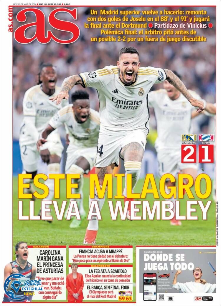 روزنامه ورزشی آ اس پنجشنبه 20 اردیبهشت 1403 