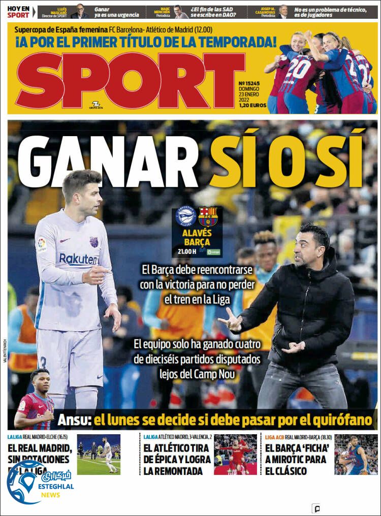 روزنامه ورزشی اسپورت یکشنبه 3 بهمن 1400