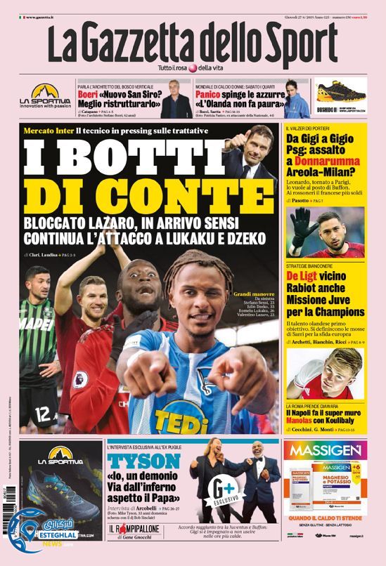 روزنامه ورزشی گاتزتا دلو اسپورت پنجشنبه 6 تیر 1398