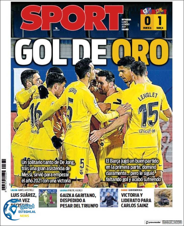 روزنامه ورزشی اسپورت دوشنبه 15 دی 1399