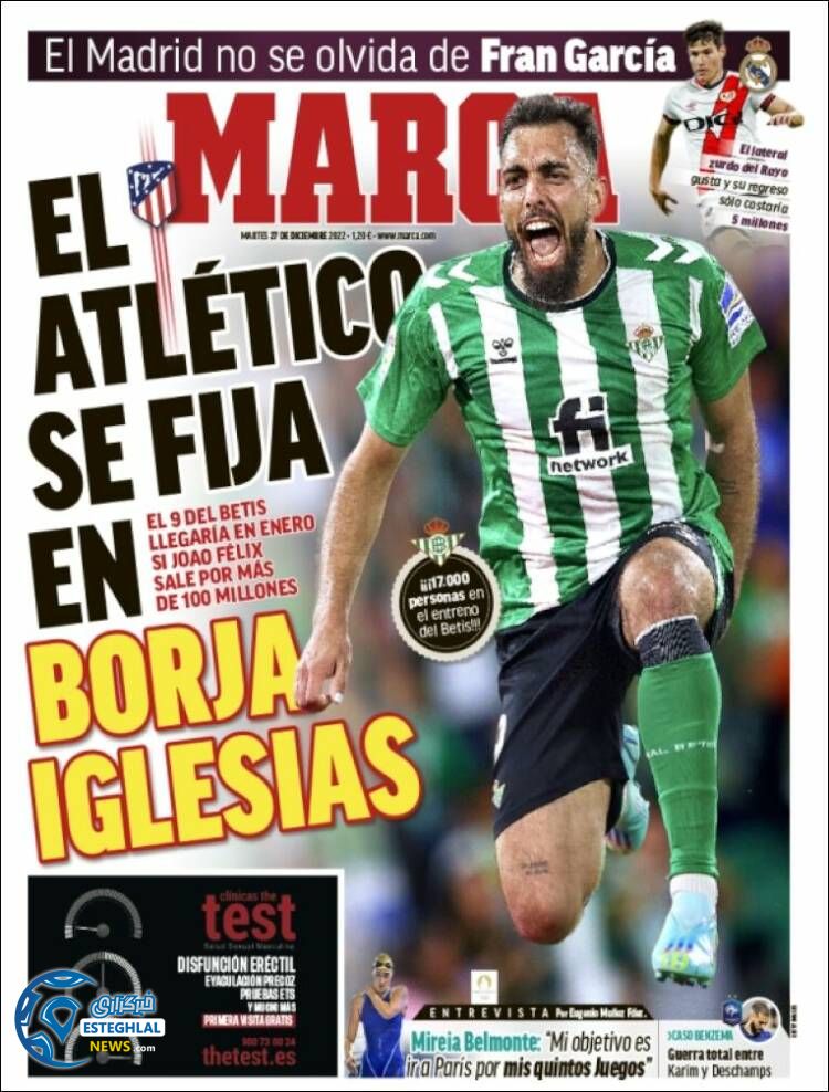 روزنامه ورزشی مارکا سه شنبه 6 دی 1401 