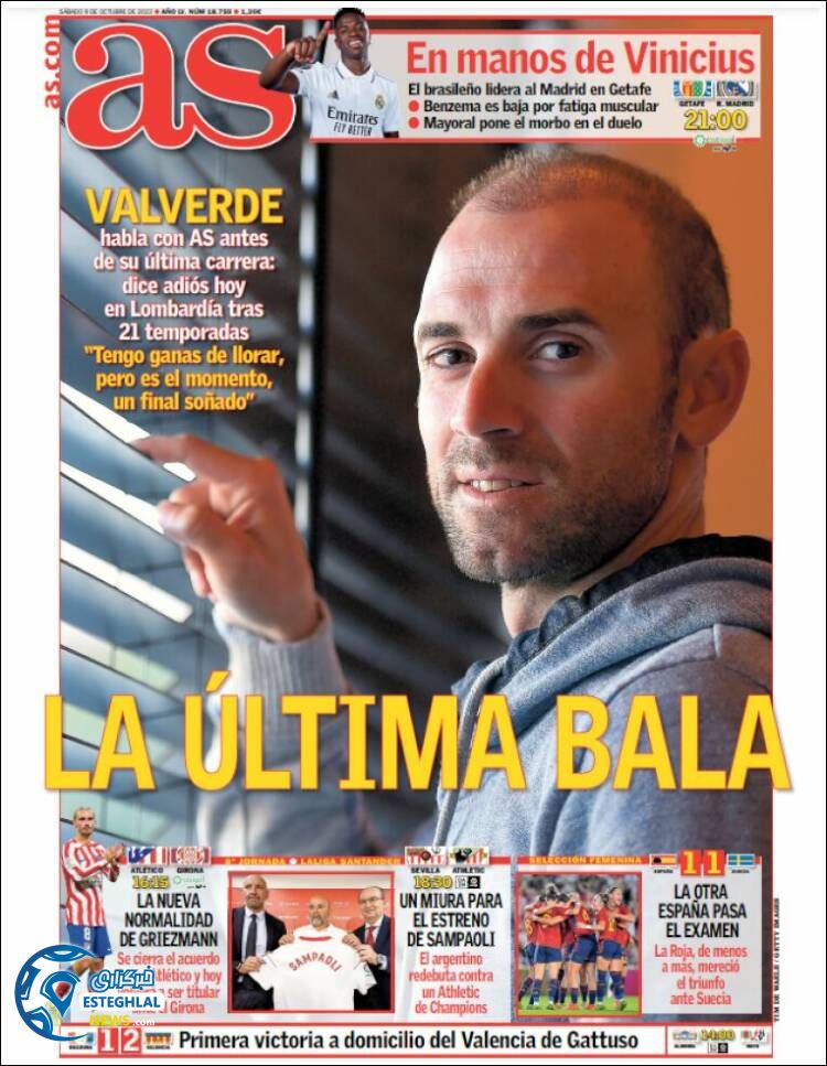 روزنامه ورزشی آ اس شنبه 16 مهر 1401 