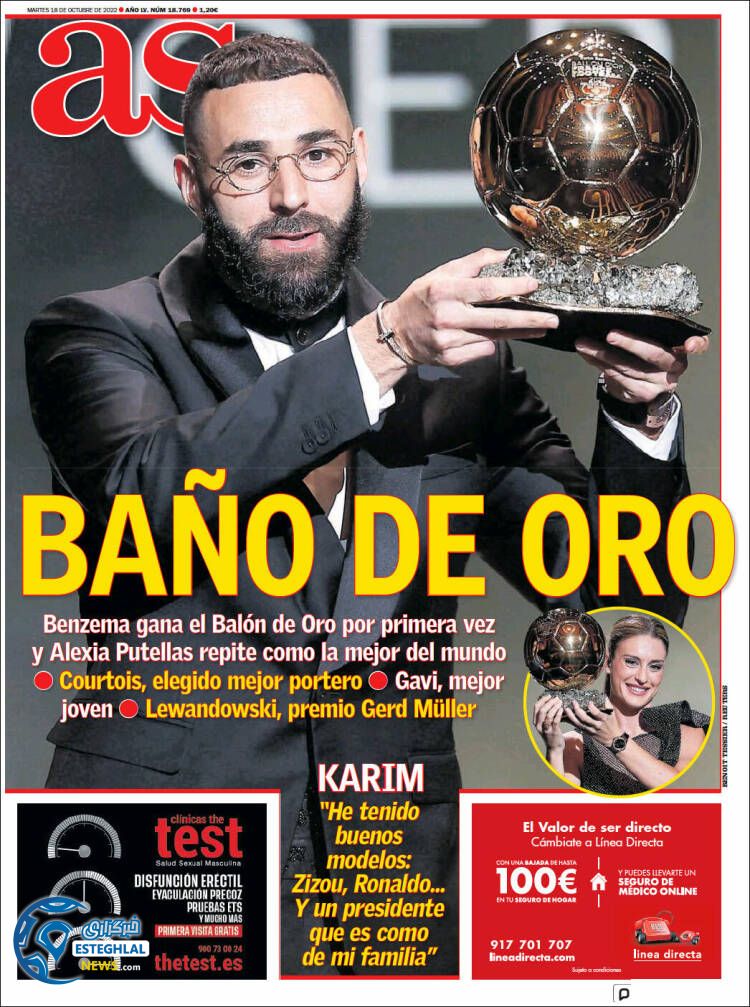 روزنامه ورزشی آ اس سه شنبه 26 مهر 1401 