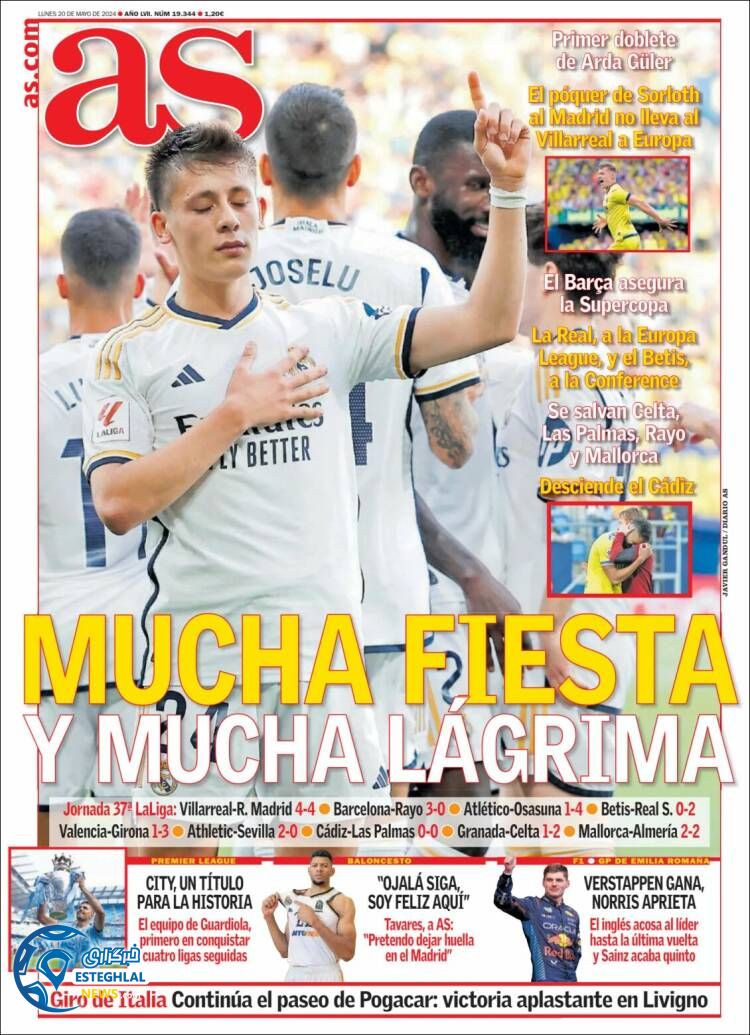 روزنامه ورزشی آ اس دوشنبه 31 اردیبهشت 1403 