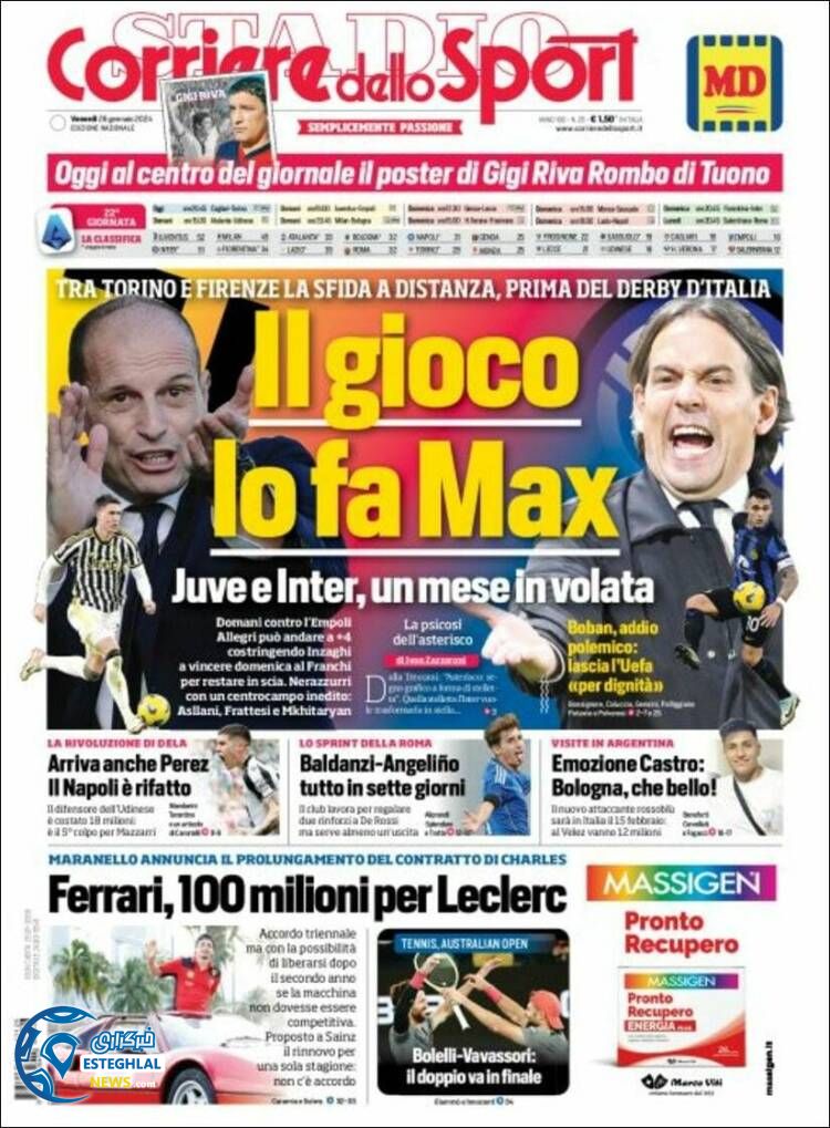 روزنامه ورزشی کوریره دلو اسپورت جمعه 6 بهمن 1402 