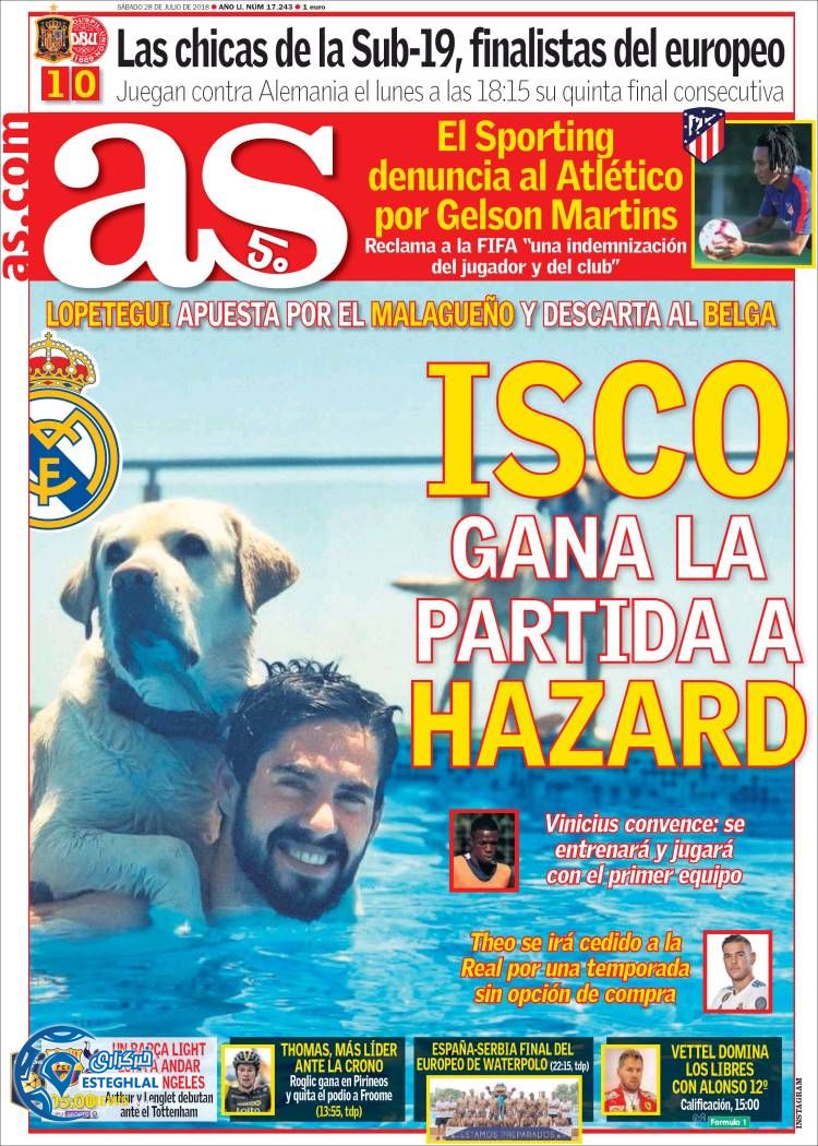 روزنامه ورزشی  آ اس شنبه 6 مرداد 1397