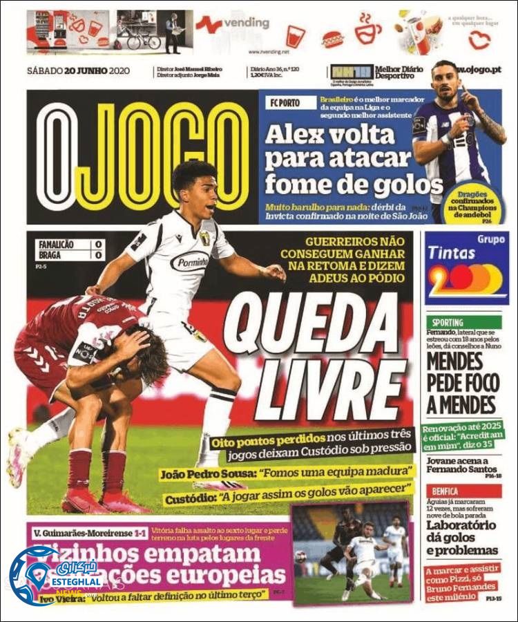 روزنامه ورزشی جوگو شنبه 31 خرداد 1399