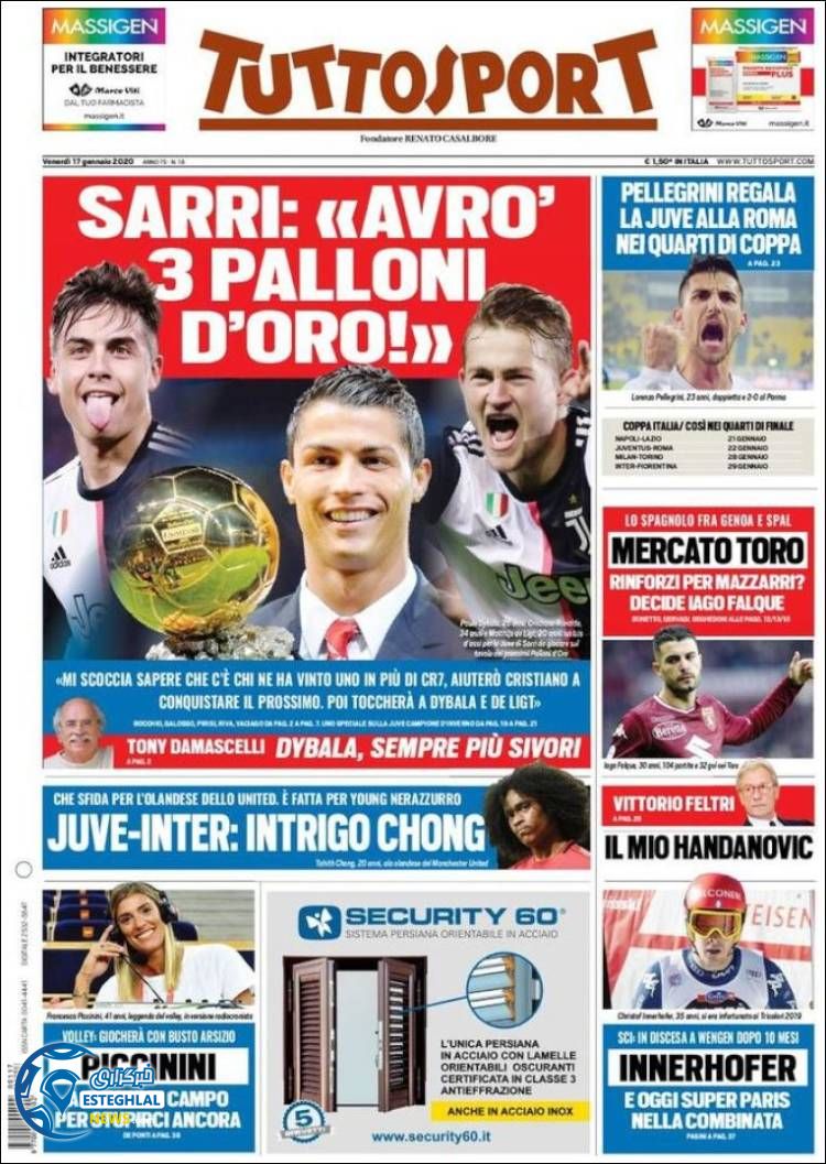 روزنامه ورزشی توتو اسپورت جمعه 27 دی 1398