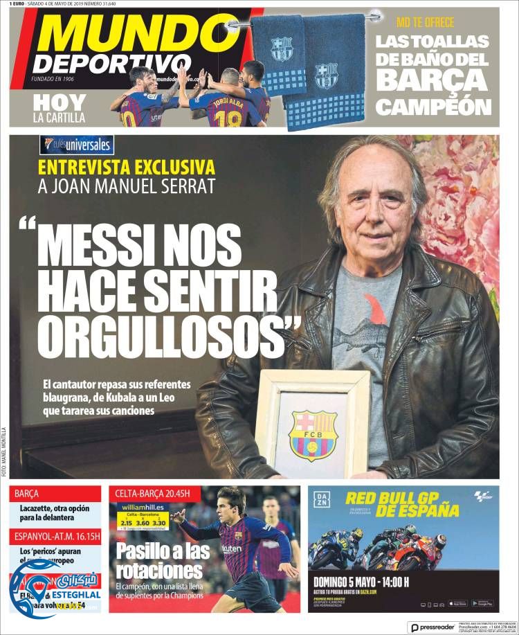 روزنامه ورزشی موندو دپورتیوو شنبه 14 اردیبهشت 1398