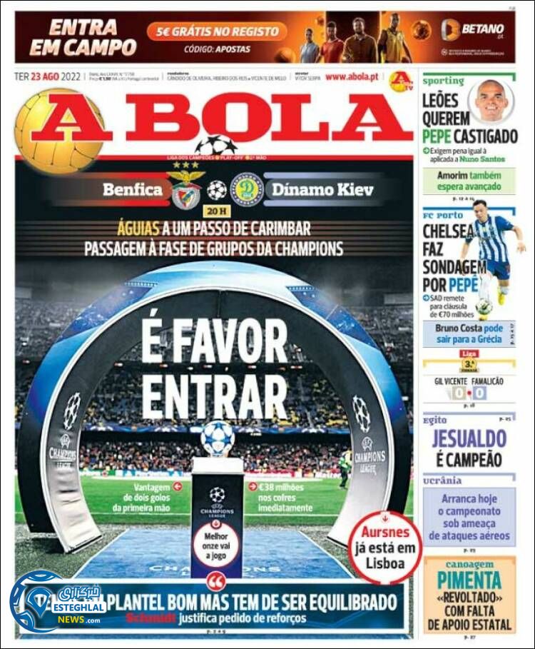 روزنامه ورزشی آبولا سه شنبه 1 شهریور 1401 