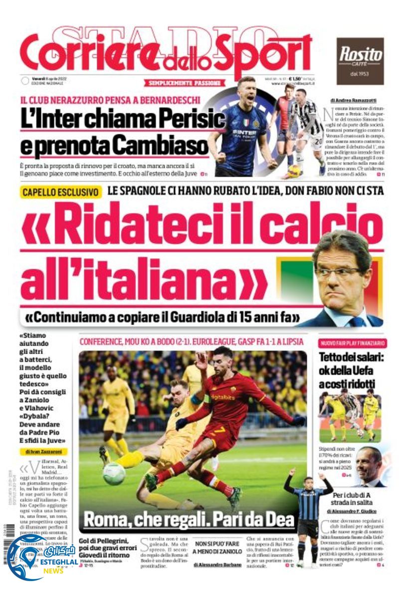 روزنامه ورزشی کوریره دلو اسپورت جمعه 19 فروردین 1401