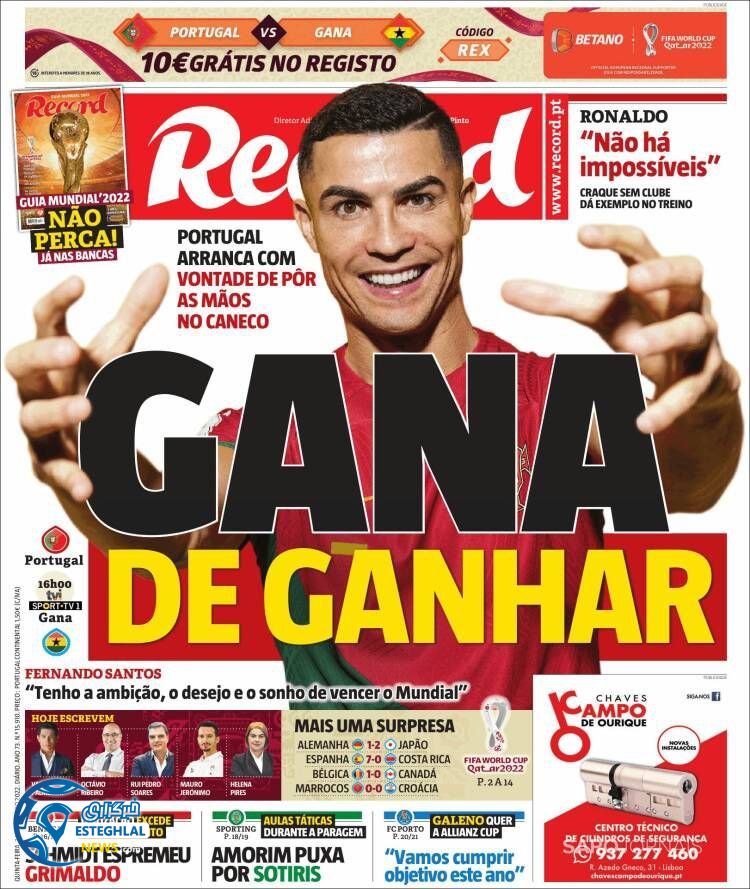 روزنامه ورزشی رکورد پنجشنبه 3 آذر 1401 