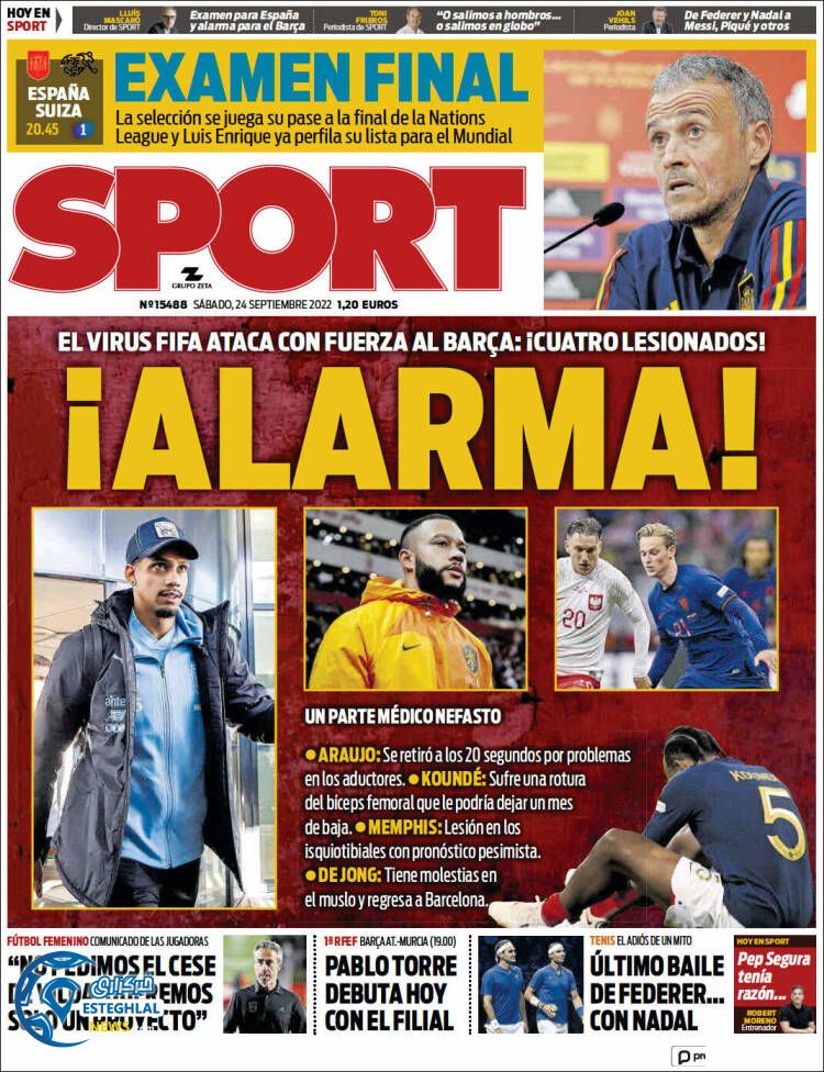 روزنامه ورزشی اسپورت شنبه 2 مهر 1401