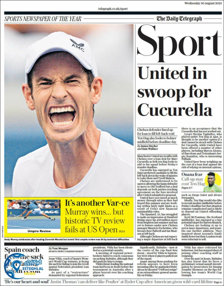 روزنامه ورزشی تلگراف اسپورت چهارشنبه 8 شهریور 1402 