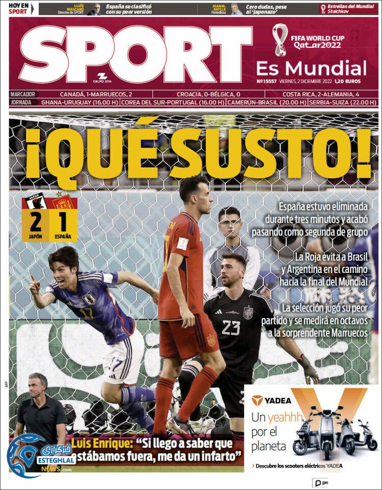 روزنامه ورزشی  اسپورت جمعه 11 آذر 1401