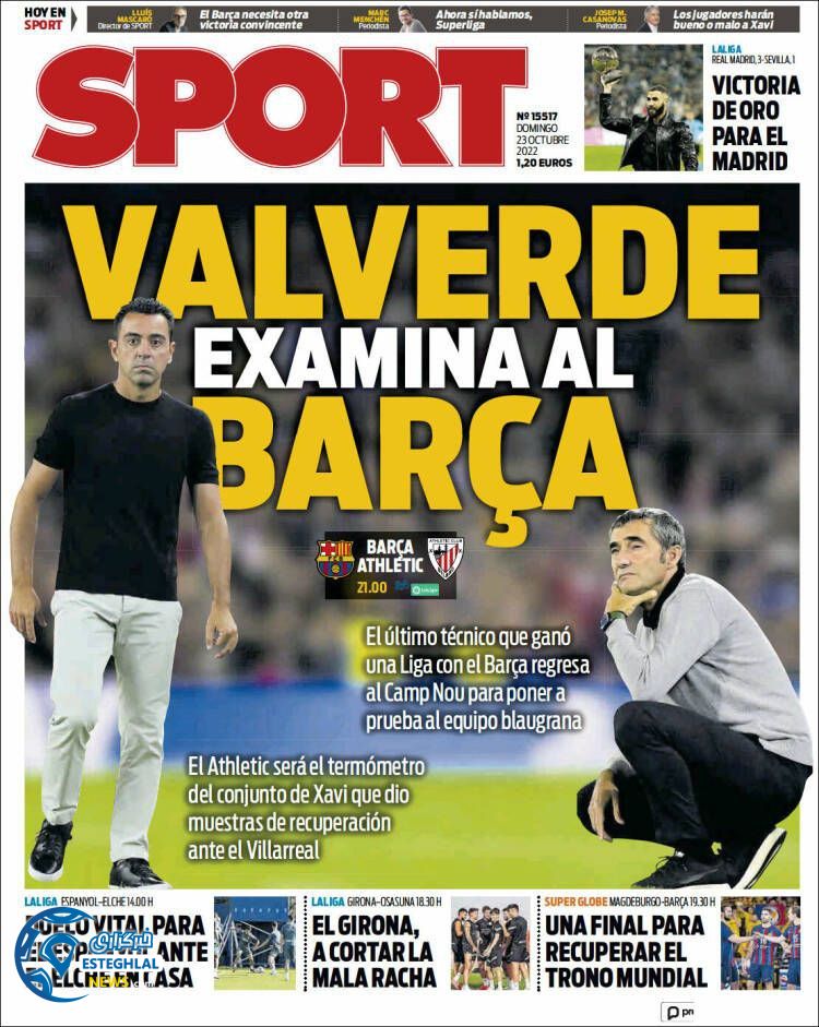 روزنامه ورزشی اسپورت یکشنبه 1 آبان 1401 