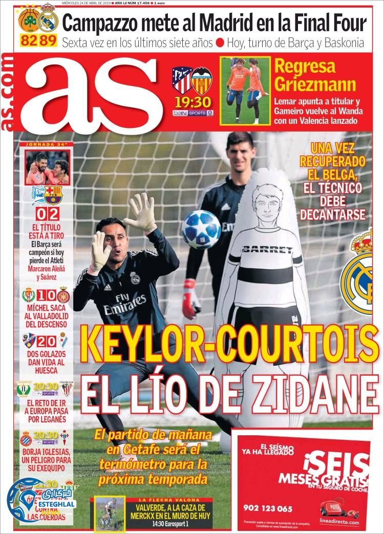 روزنامه ورزشی آاس چهارشنبه 4 اردیبهشت 1398