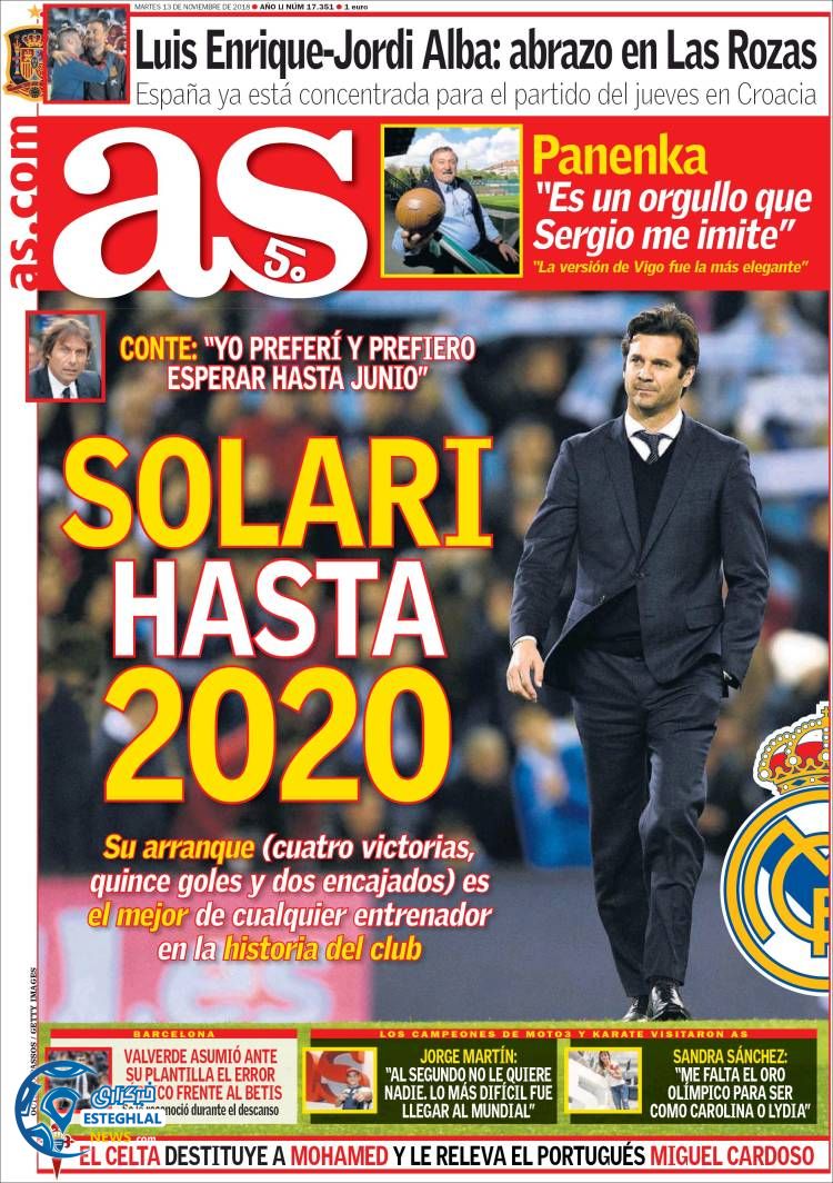 روزنامه ورزشی آ اس سه شنبه 22 آبان 1397