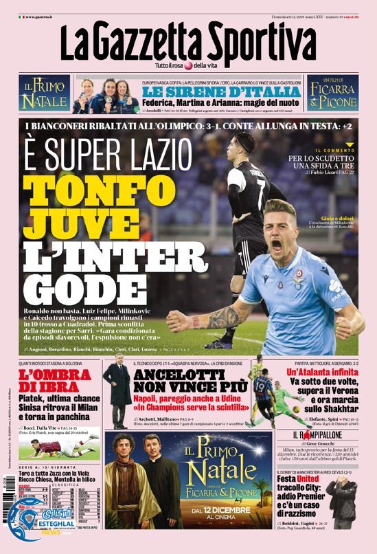 روزنامه  ورزشی گاتزتا دلو اسپورت یکشنبه 17 آذر 1398