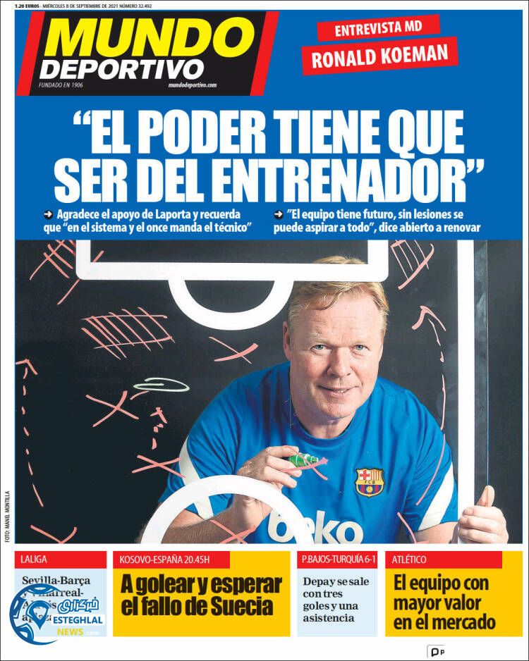 روزنامه ورزشی موندو دپورتیوو چهارشنبه 17 شهریور 1400