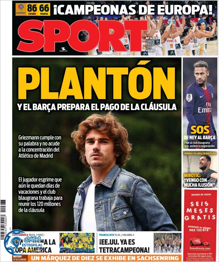 روزنامه ورزشی اسپورت دوشنبه 17 تیر 1398