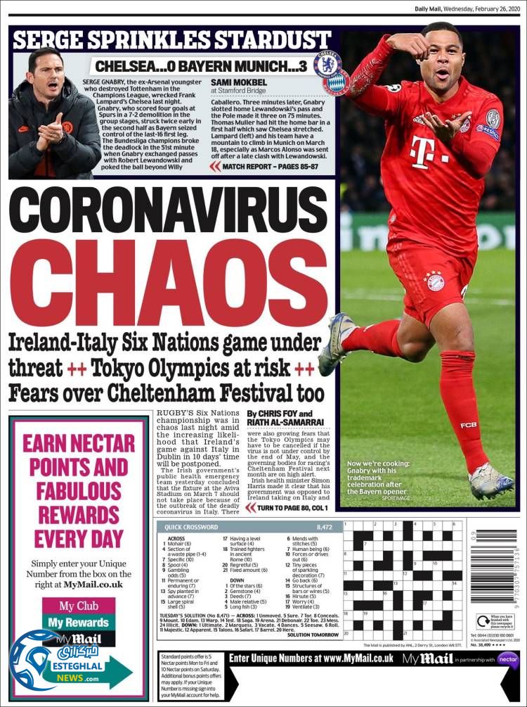 روزنامه ورزشی مایل اسپورت چهارشنبه 7 اسفند 1398