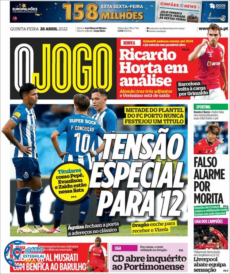 روزنامه ورزشی اوجوگو پنجشنبه 8 اردیبهشت 1401