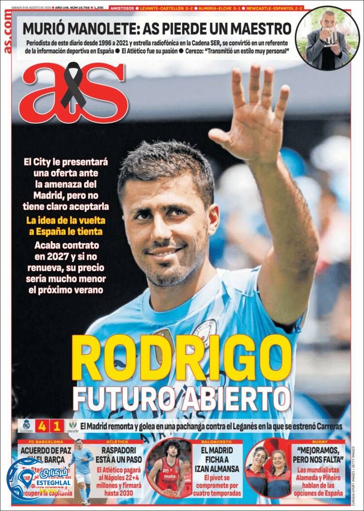 روزنامه ورزشی آ اس شنبه 18 مرداد 1404  