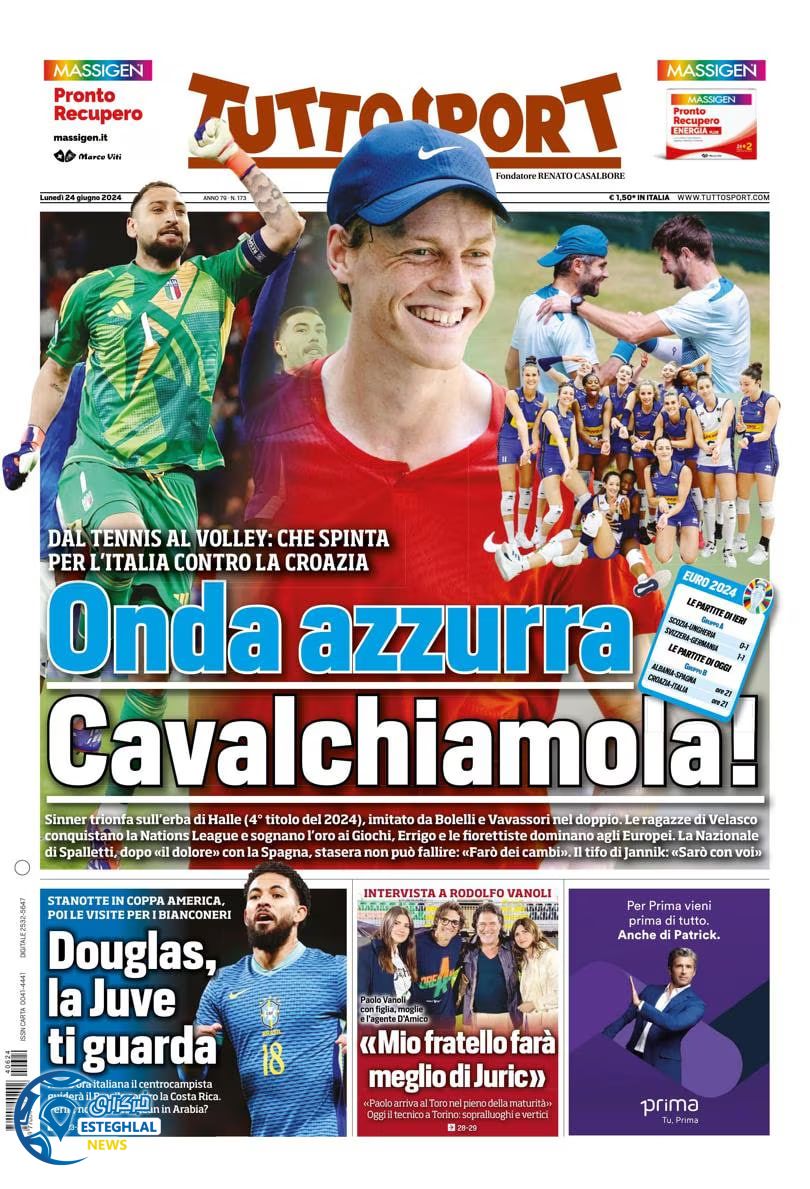 روزنامه  ورزشی توتو اسپورت دوشنبه 4 تیر 1403