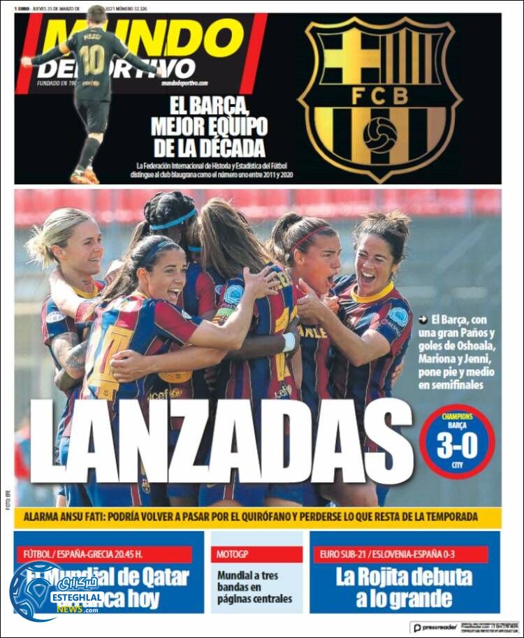 روزنامه ورزشی موندو دپورتیوو پنجشنبه 5 فروردین 1400