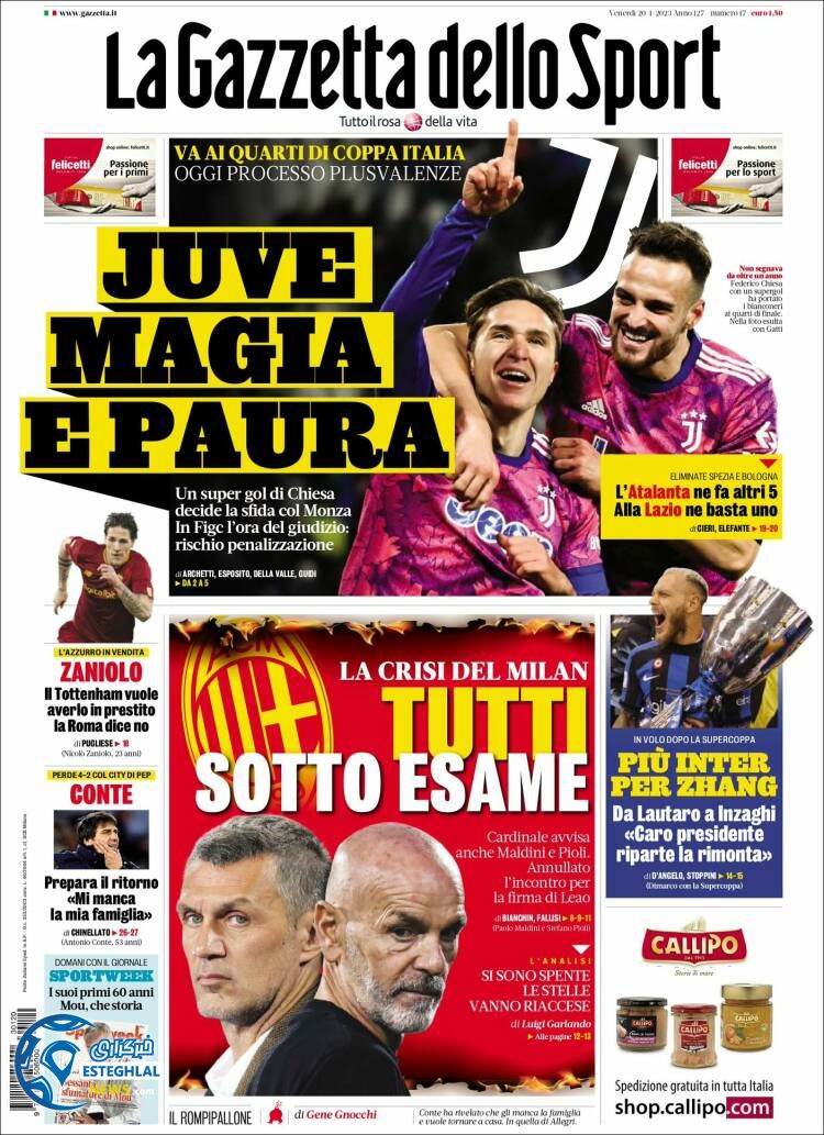 روزنامه ورزشی  گاتزتا دلو اسپورت جمعه 30 دی 1401 