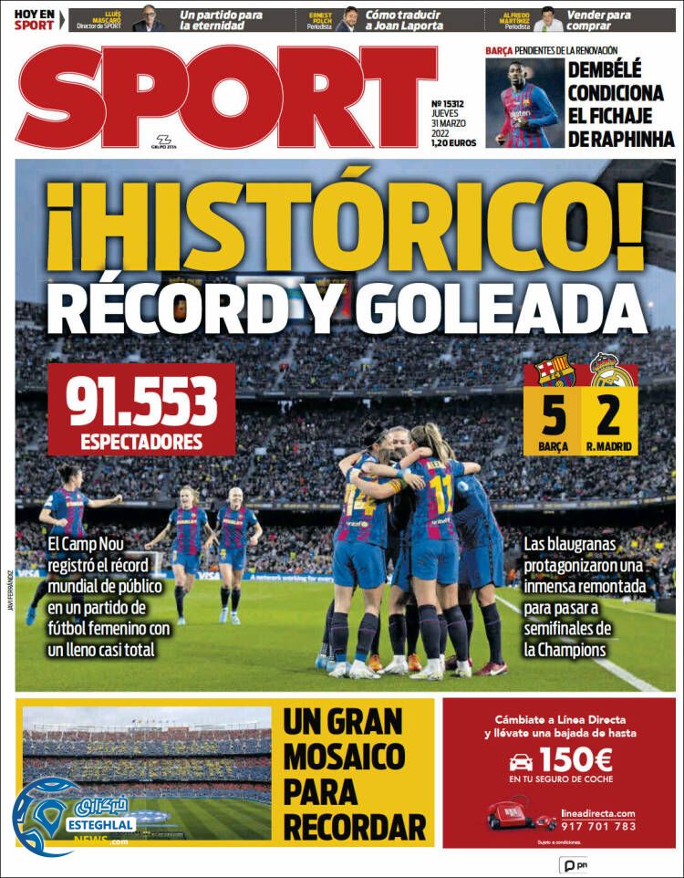 روزنامه ورزشی اسپورت پنجشنبه 11 فروردین 1401