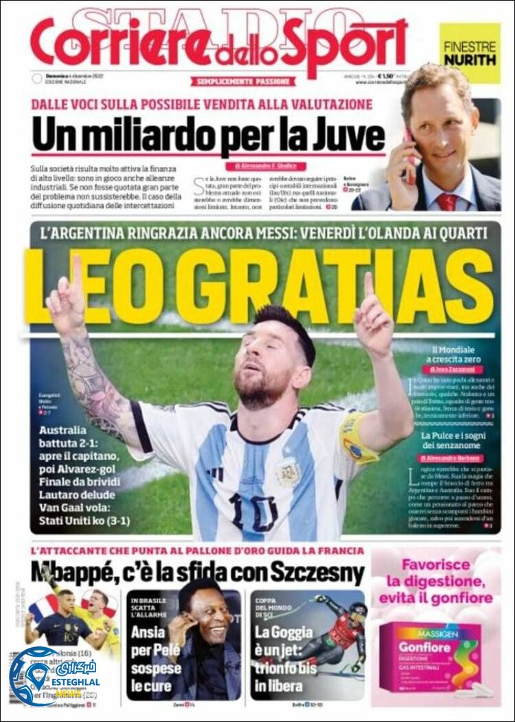 روزنامه ورزشی کوریره دلو اسپورت یکشنبه 13 آذر 1401