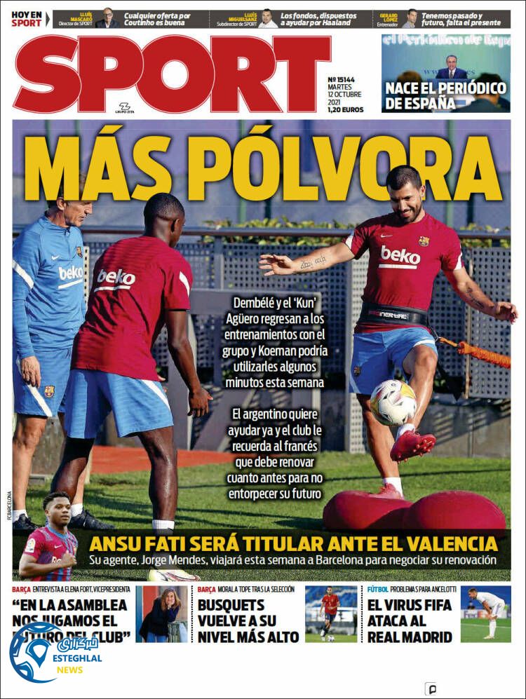 روزنامه ورزشی اسپورت سه شنبه 20 مهر 1400