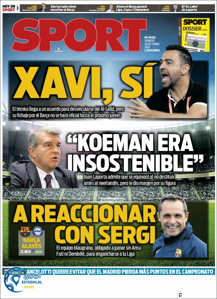 روزنامه ورزشی اسپورت شنبه 8 آبان 1400