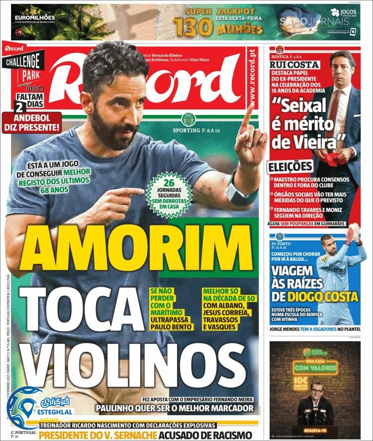 روزنامه ورزشی رکورد پنجشنبه 1 مهر 1400