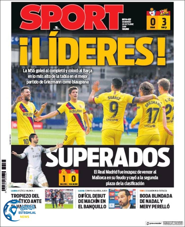 روزنامه ورزشی اسپورت یکشنبه 28 مهر 1398