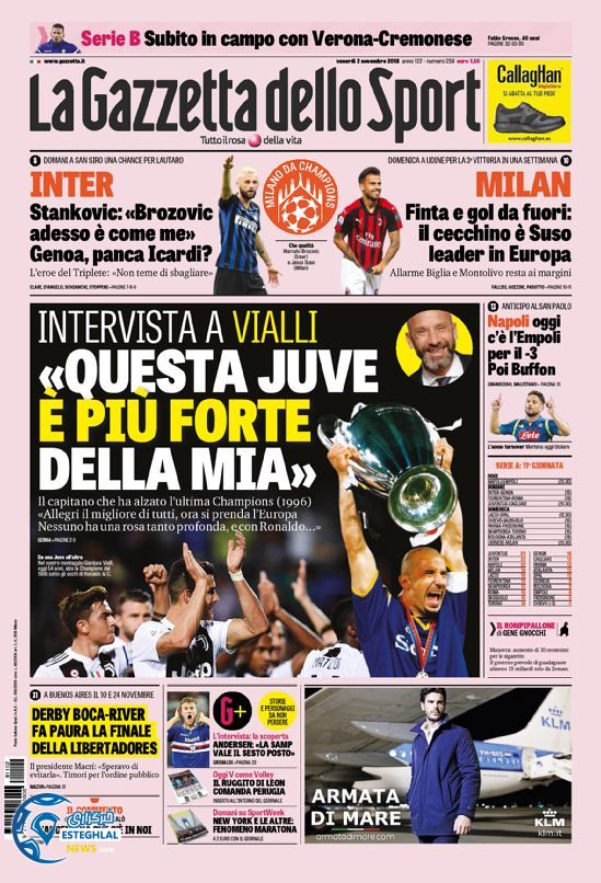 روزنامه  ورزشی گاتزتا دلو اسپورت جمعه 11 آبان 1397