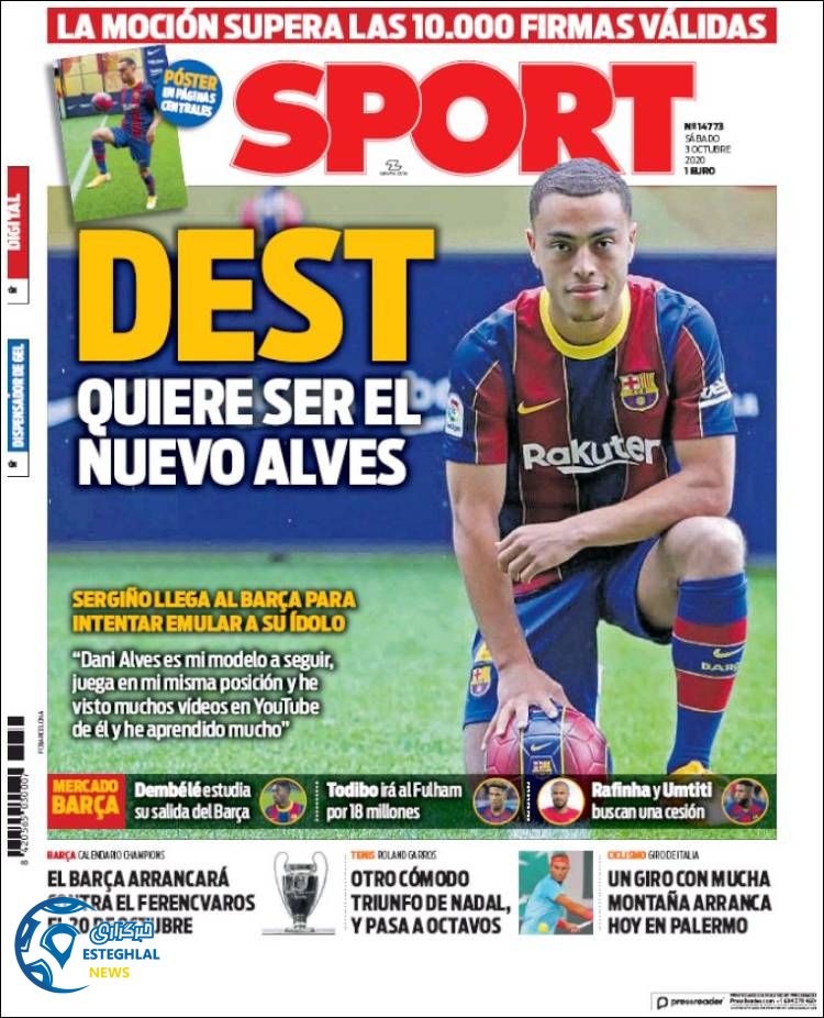 روزنامه ورزشی اسپورت شنبه 12 مهر 1399