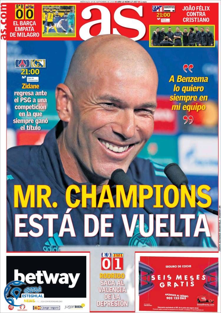 روزنامه ورزشی آاس چهارشنبه 27 شهریور 1398