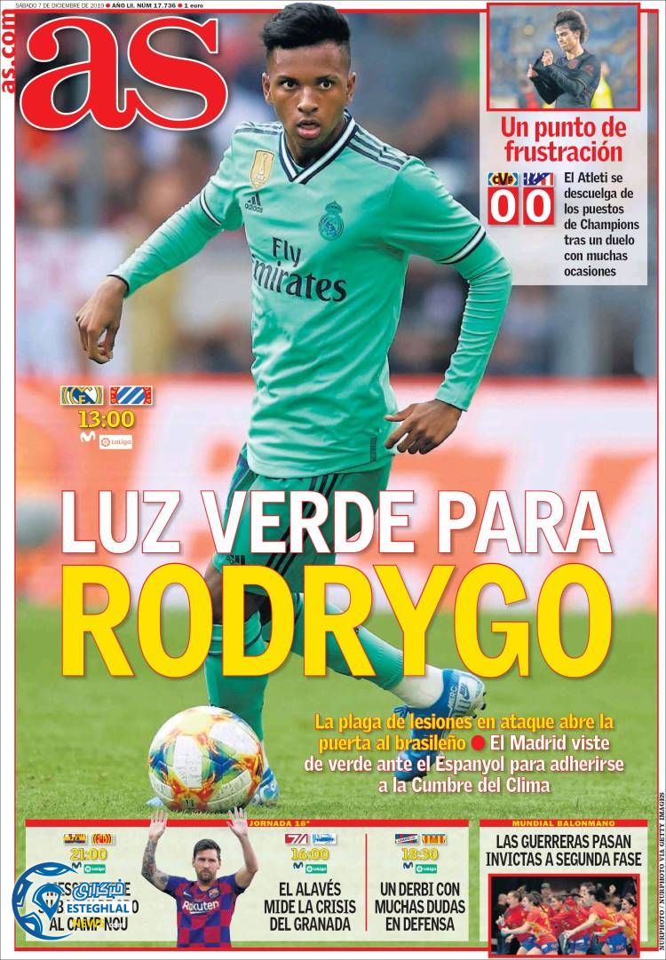 روزنامه ورزشی آاس شنبه 16 آذر 1398