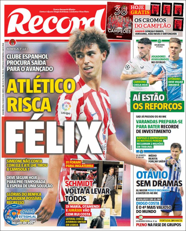 روزنامه ورزشی رکورد دوشنبه 19 تیر 1402 