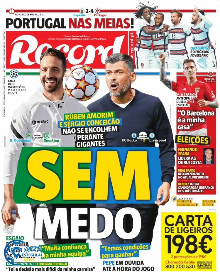 روزنامه ورزشی رکورد سه شنبه 6 مهر 1400