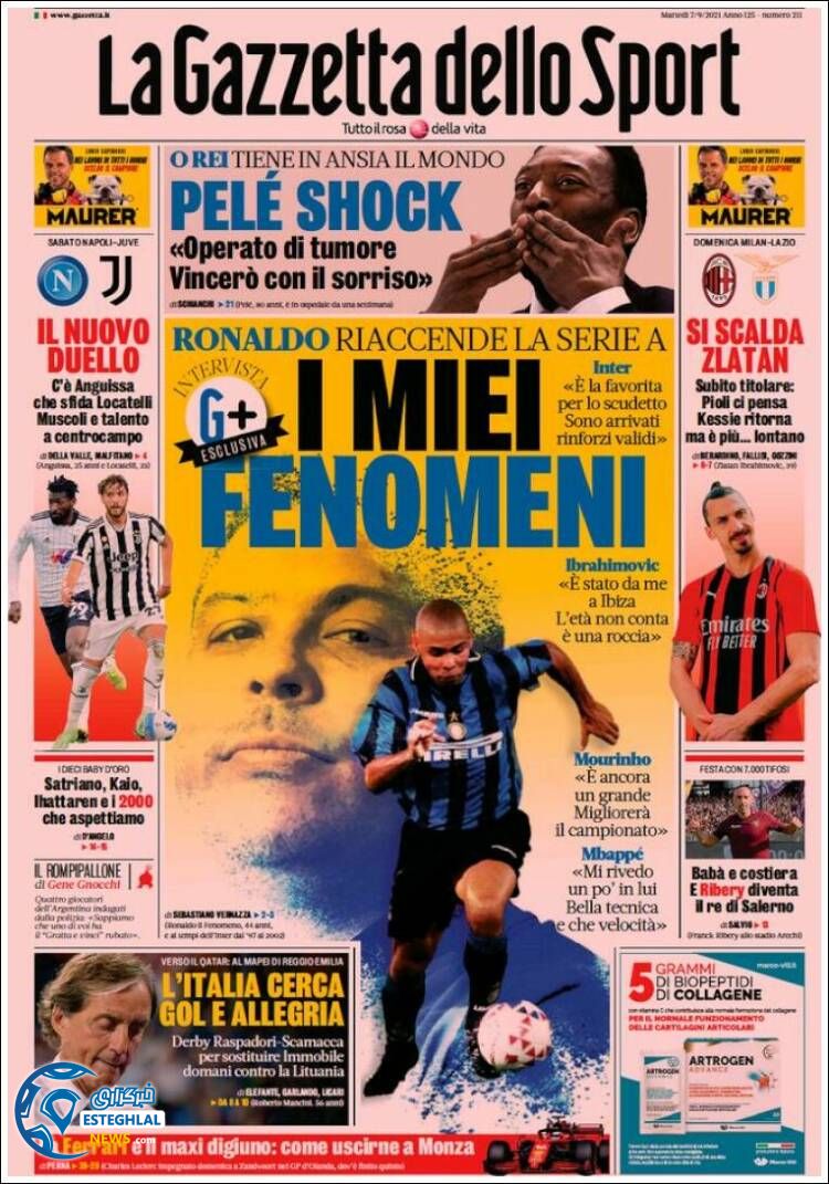 روزنامه ورزشی گاتزتا دلو اسپورت سه شنبه 16 شهریور 1400