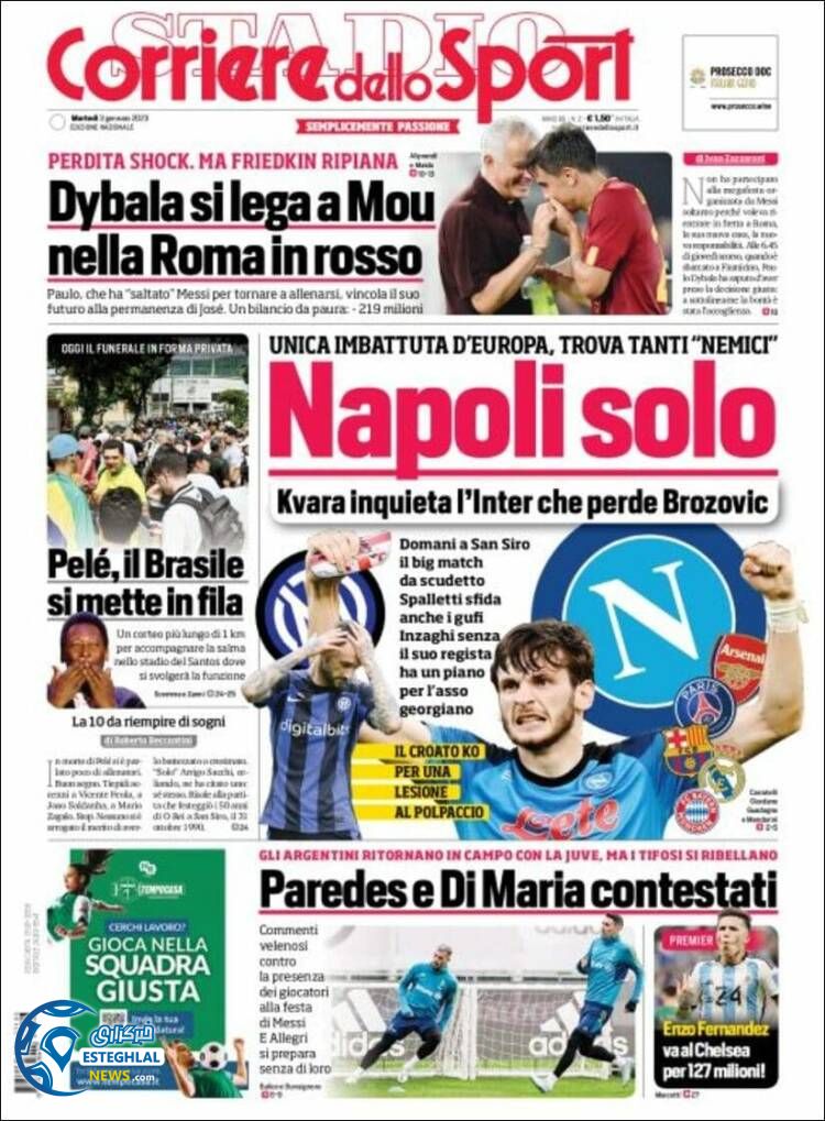 روزنامه ورزشی کوریره دلو اسپورت سه شنبه 13 دی 1401 