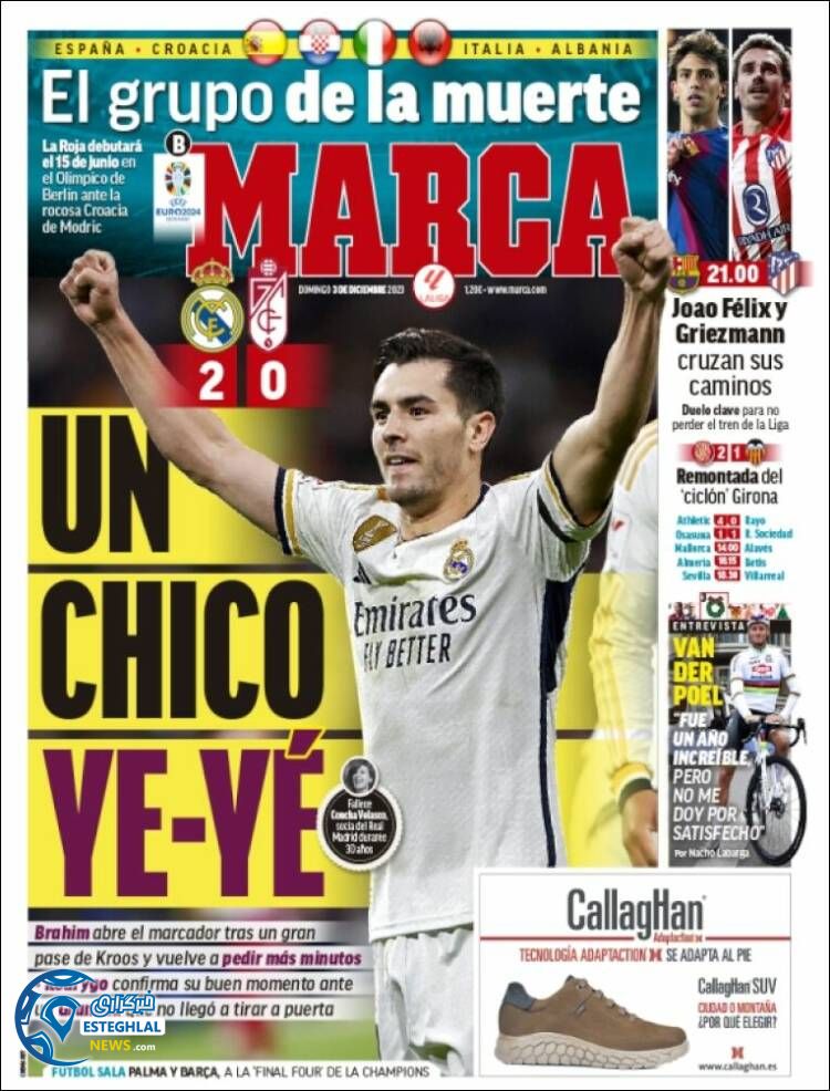 روزنامه ورزشی مارکا یکشنبه 12 آذر 1402 