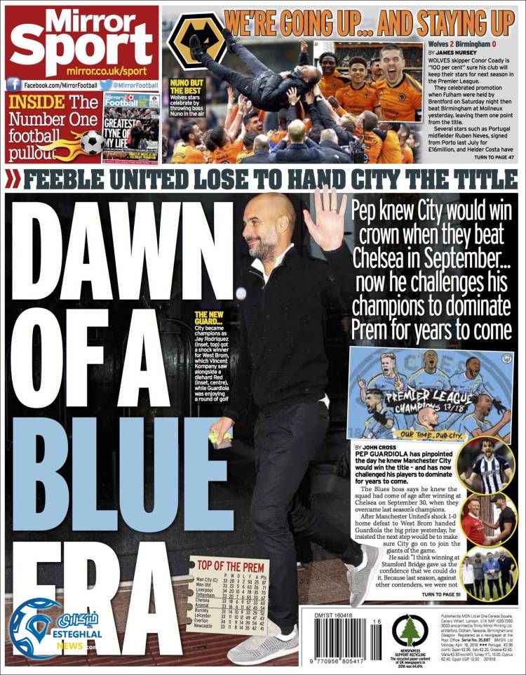 روزنامه ورزشی میرور اسپورت دوشنبه 27 فروردین 1397