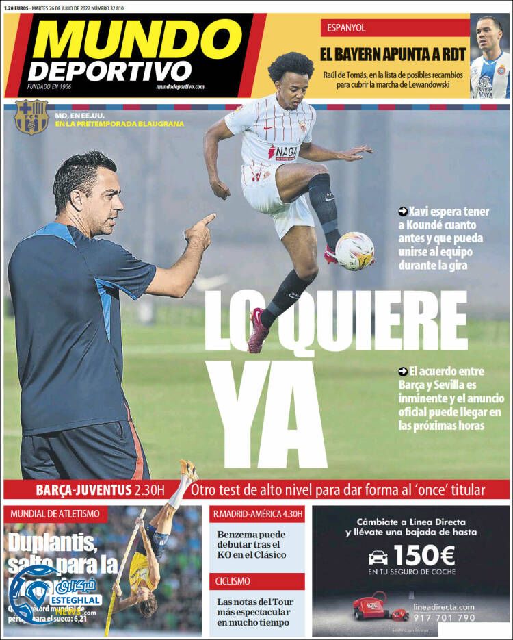 روزنامه ورزشی موندو دپورتیوو سه شنبه 4 مرداد 1401