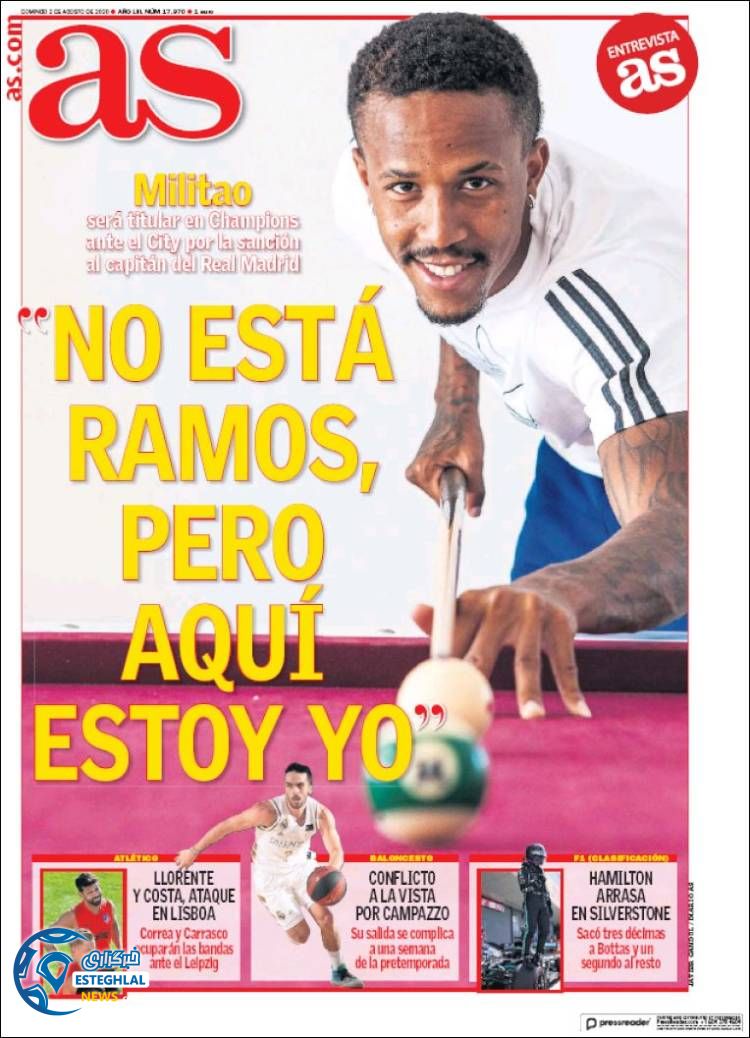 روزنامه ورزشی آاس یکشنبه 12 مرداد 1399